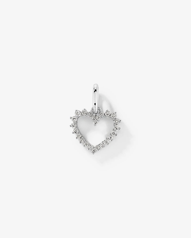 Diamond Open Love Heart Pendant in 10kt White Gold