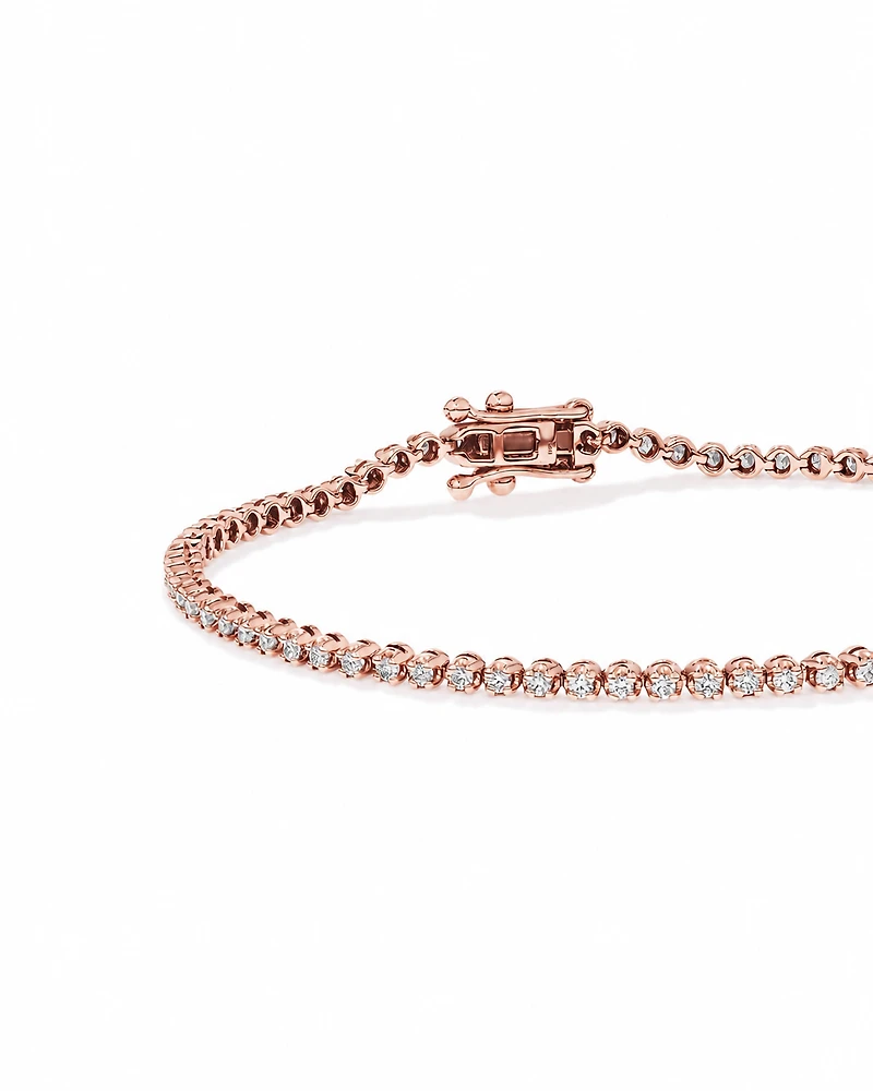 1.00 Carat TW Laboratory-Grown Diamond Tennis Bracelet set in 10kt Rose Gold