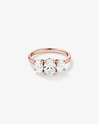 2 Carat Three Stone Oval Laboratory-Grown Diamond Engagement Ring In 14kt Rose Gold