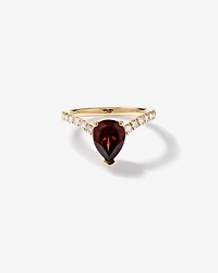 Pear-Cut Garnet Chevron Ring and 0.25 Carat TW of Round Diamonds in 10kt Yellow Gold