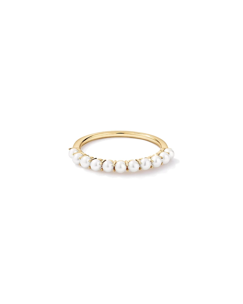 Cultured Freshwater Pearl Band Ring 10kt Gold