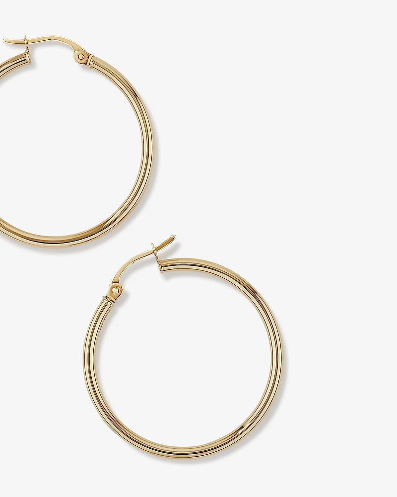 25mm Round Hoop Earrings 10kt Yellow Gold