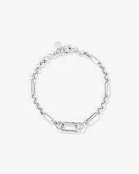 18cm (7") Paperclip 7 and 1 Alternating Open Pendant Bracelet in Sterling Silver