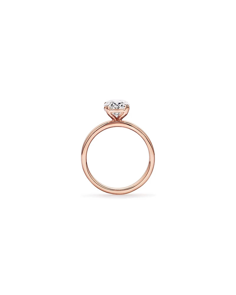 Bague solitaire en or rose 14 carats sertie d'un diamant ovale de 2,00 cultivé laboratoire