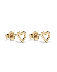Boucles d'Oreilles Clous Coeur Ouvert en Or Jaune 10 kt