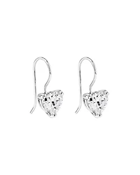 Boucles D'Oreilles Pendantes En Forme De Cœur En Zircon Cubique Avec Crochet De Berger En Argent Sterling