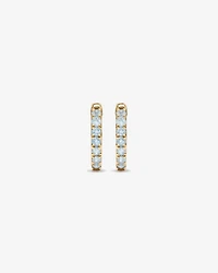 Aquamarine Huggie Hoop Earrings in 10kt Yellow Gold