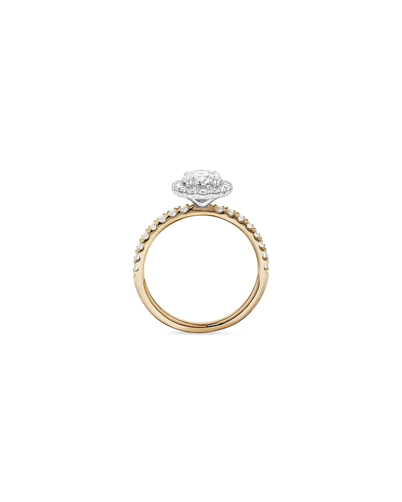 Bague de fiançailles ovale TW de 1,78 carat en or jaune et blanc 14 carats