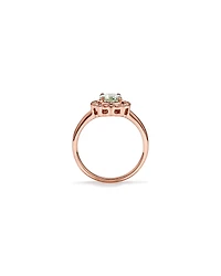 Green Amethyst & 0.20TW of Diamond Halo Ring 10kt Rose Gold