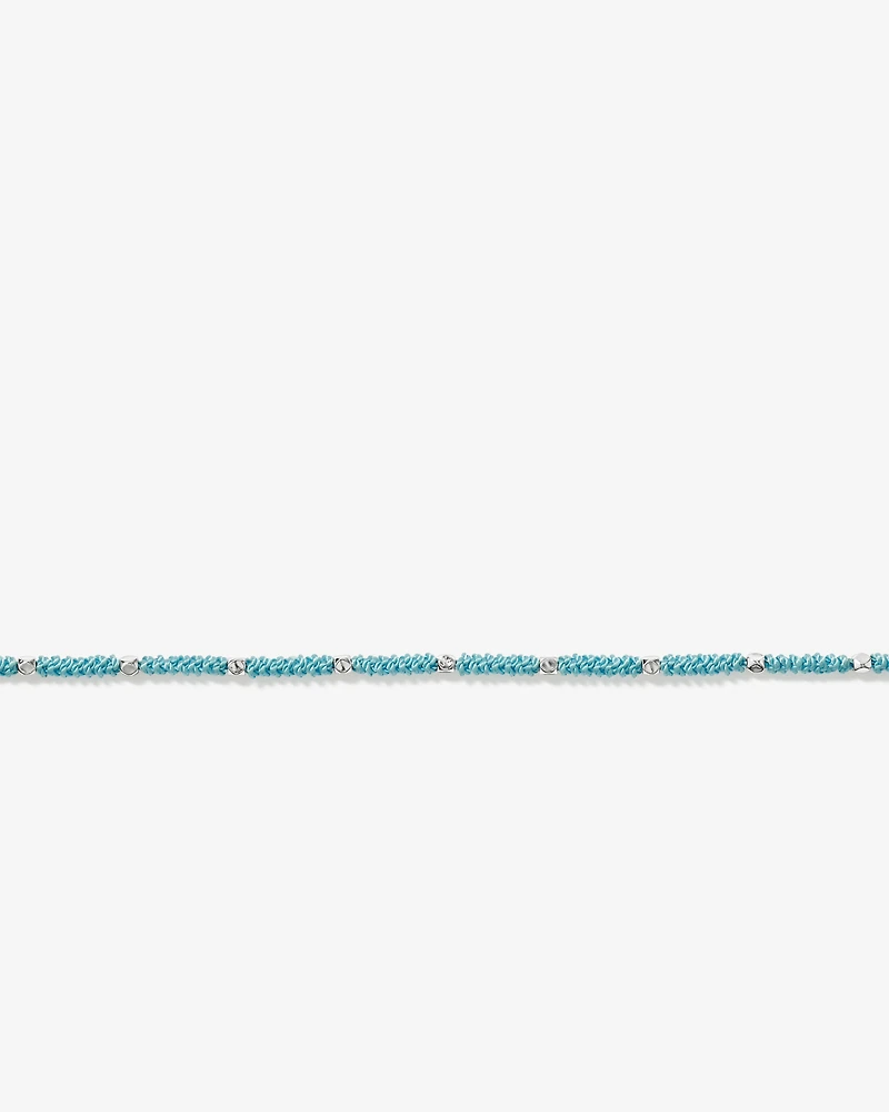 Cool Blue Cord Bead Bracelet in Sterling Silver