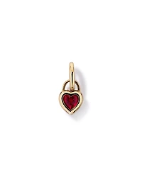 Pendentif Cœur avec Rubis de Synthèse en Serti Clos, Or Jaune 10 Carats