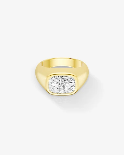 Bague de fiançailles solitaire avec diamant coussin allongé orienté Est-Ouest 4,00 carats, cultivé en laboratoire, serti clos, or jaune 14 carats