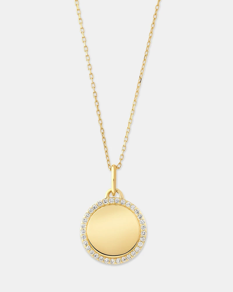 Diamond Outline Circle Pendant in 10kt Yellow Gold
