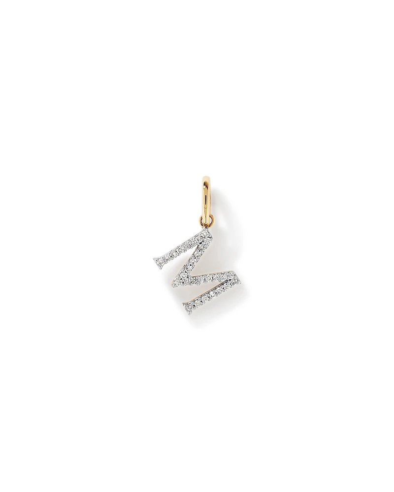 Diamond Letter M Initial Pendant in 10kt Yellow Gold