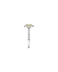 1.58 Carat TW Yellow Emerald Cut Laboratory-Grown Diamond Halo Engagement Ring in 14kt White Gold
