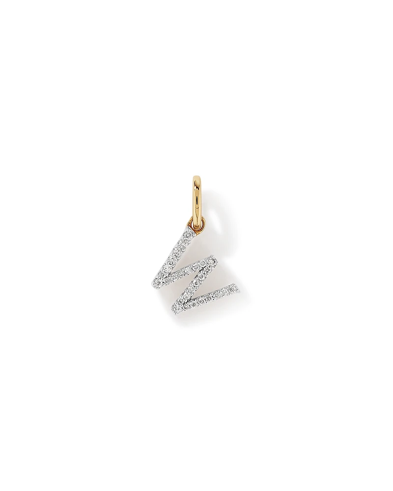 Diamond Letter W Initial Pendant in 10kt Yellow Gold