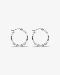 Four Row Diamond Cut and Smooth Hoop Earrings in Sterling Silver