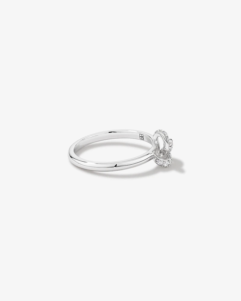 Cubic Zirconia Knot Split Band Ring in Sterling Silver