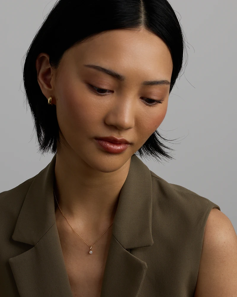 Australian Opal Round Birthstone Pendant in 10kt Yellow Gold