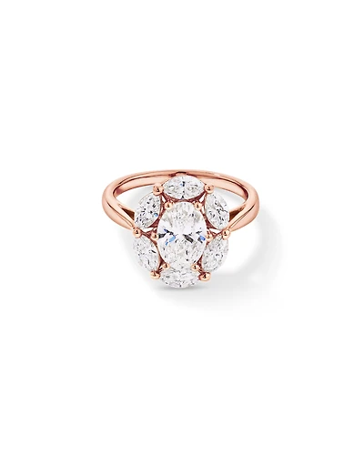 2.68 Carat TW Oval and Marquise Laboratory-Grown Diamond Halo Ring 14kt Rose Gold