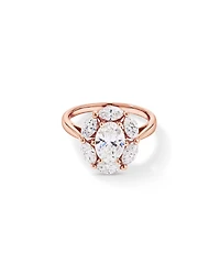 2.68 Carat TW Oval and Marquise Laboratory-Grown Diamond Halo Ring 14kt Rose Gold
