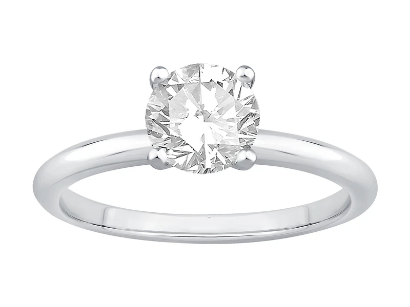 Bague De Fiançailles Solitaire En Diamant De Laboratoire Rond Brillant De 1 Carat Poids Total En Or Blanc 14 Carats