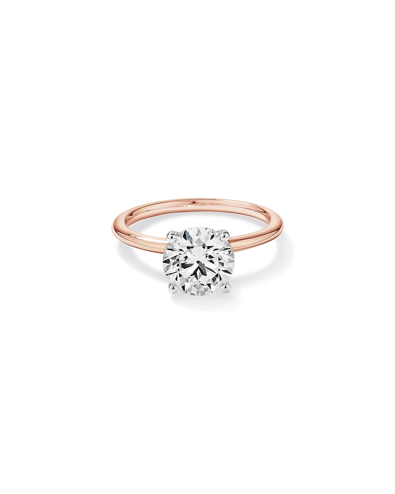 Bague de fiançailles solitaire ronde en diamant brillant de laboratoire TW de 2 carats en or rose et blanc 14 carats