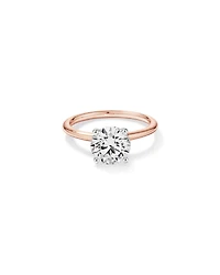 Bague de fiançailles solitaire ronde en diamant brillant de laboratoire TW de 2 carats en or rose et blanc 14 carats