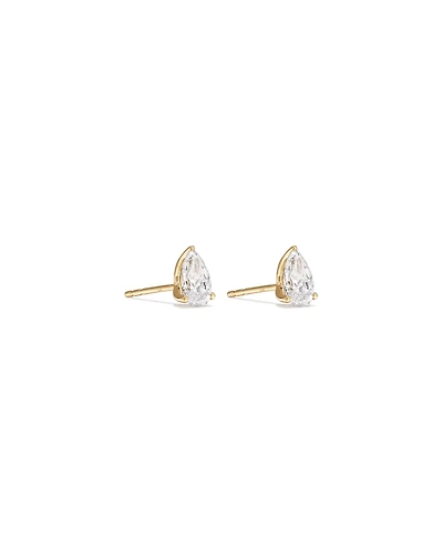 1.00 Carat TW Pear Cut Laboratory-Grown Diamond Solitaire Stud Earrings in 10kt Yellow Gold