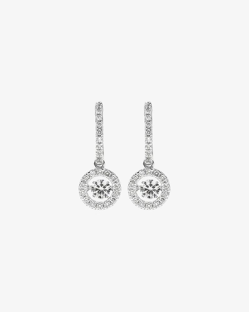 Lume Lab Round Huggie Earrings with 1.00 Carat TW of Laboratory-Grown Diamonds in 10kt White Gold