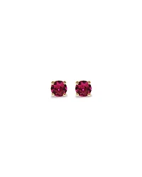 Stud Earrings with Red Created Ruby in 10kt Yellow Gold