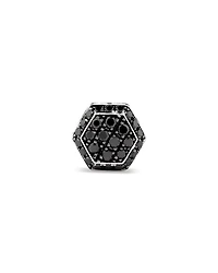 Boucle d'oreille pour homme en argent sterling oxydé, en forme d'hexagone, avec un groupe de diamants noirs totalisant 0,23 carat TW.