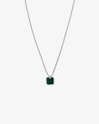 Collier avec Pendentif Carré en Malachite en Argent Sterling