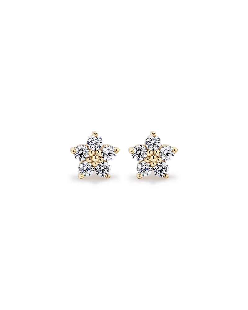 Flower Stud Earrings in 18kt Vermeil with Cubic Zirconia