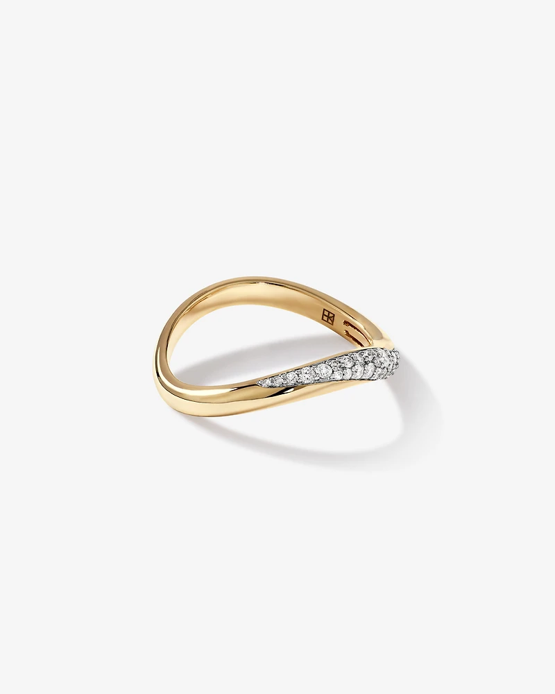Carat TW Diamond Stardust Wave Ring 10kt Yellow Gold