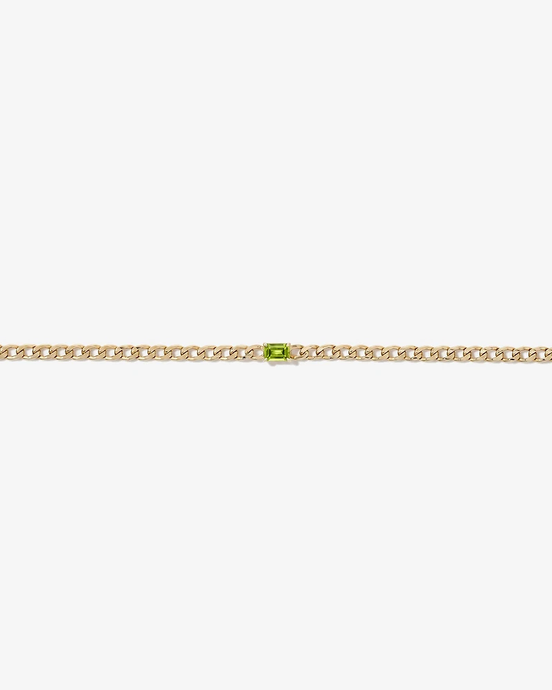 Peridot Curb Link Bracelet in 10kt Yellow Gold