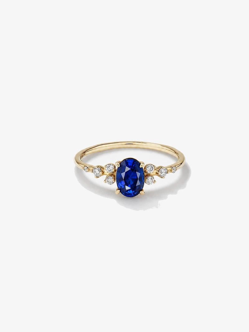 Sapphire and 0.12 Carat TW Diamond Ring 10kt Yellow Gold