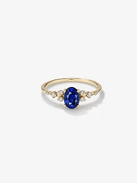 Sapphire and 0.12 Carat TW Diamond Ring 10kt Yellow Gold