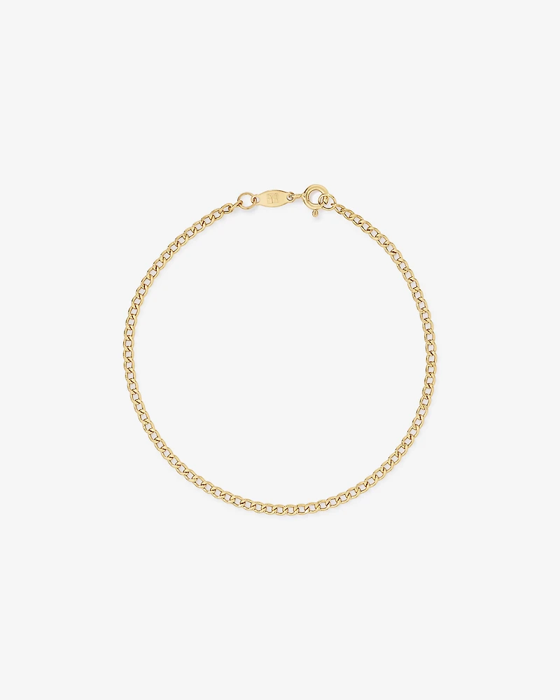 19cm (7.5") 2.4mm Width Semi Solid Diamond Cut Curb Bracelet in 10kt Yellow Gold