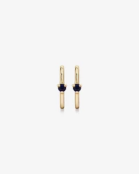 Blue Sapphire Gemstone Accent Sleeper Earrings in 10kt Yellow Gold