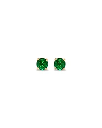 Stud Earrings with Green Created Emerald in 10kt Yellow Gold