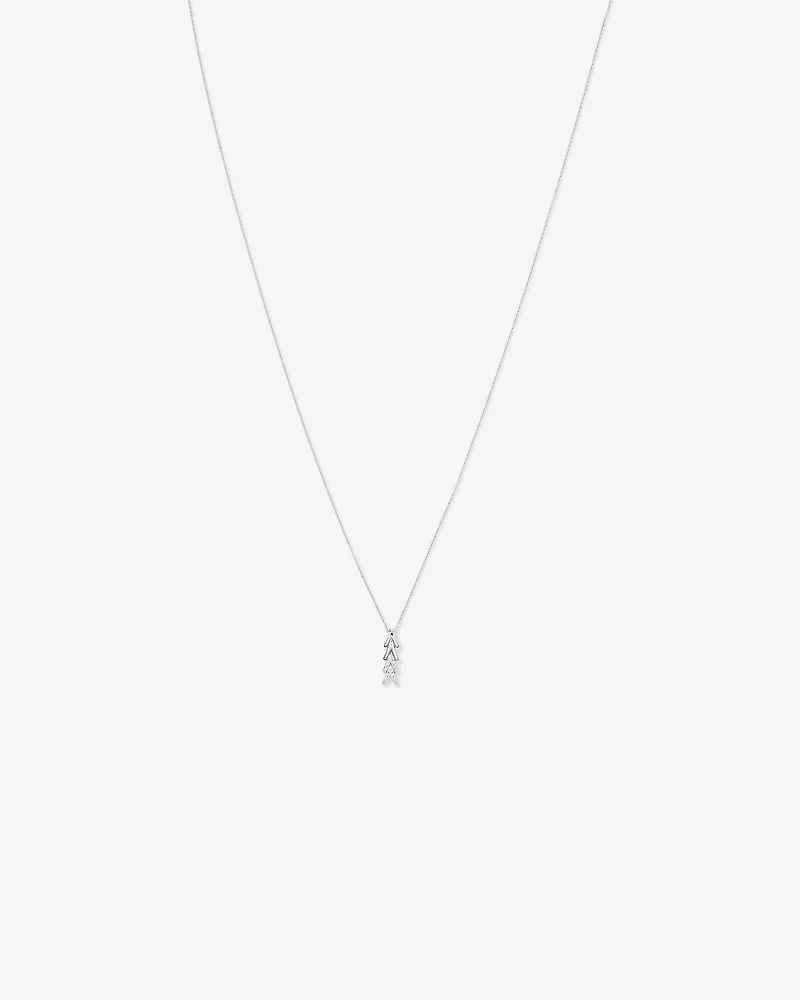 Cubic Zirconia Chevron Pendant Necklace in Sterling Silver