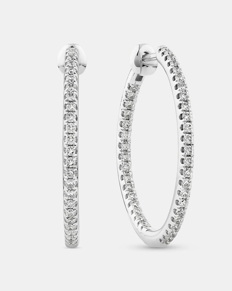 Hoop Earrings With 0.50 Carat TW Of Diamonds 10kt White Gold