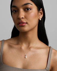 Multi-Wear Aquamarine and Cultured Freshwater Pearl Drop Stud Earrings in 10kt Yellow Gold