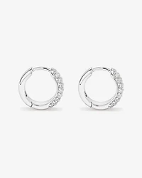 Cubic Zirconia Huggie Earrings in Sterling Silver