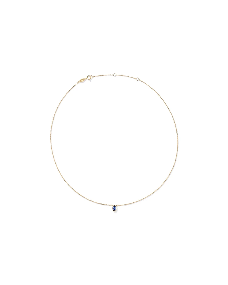 Collier ovale bleu en saphir en or jaune 10 carats