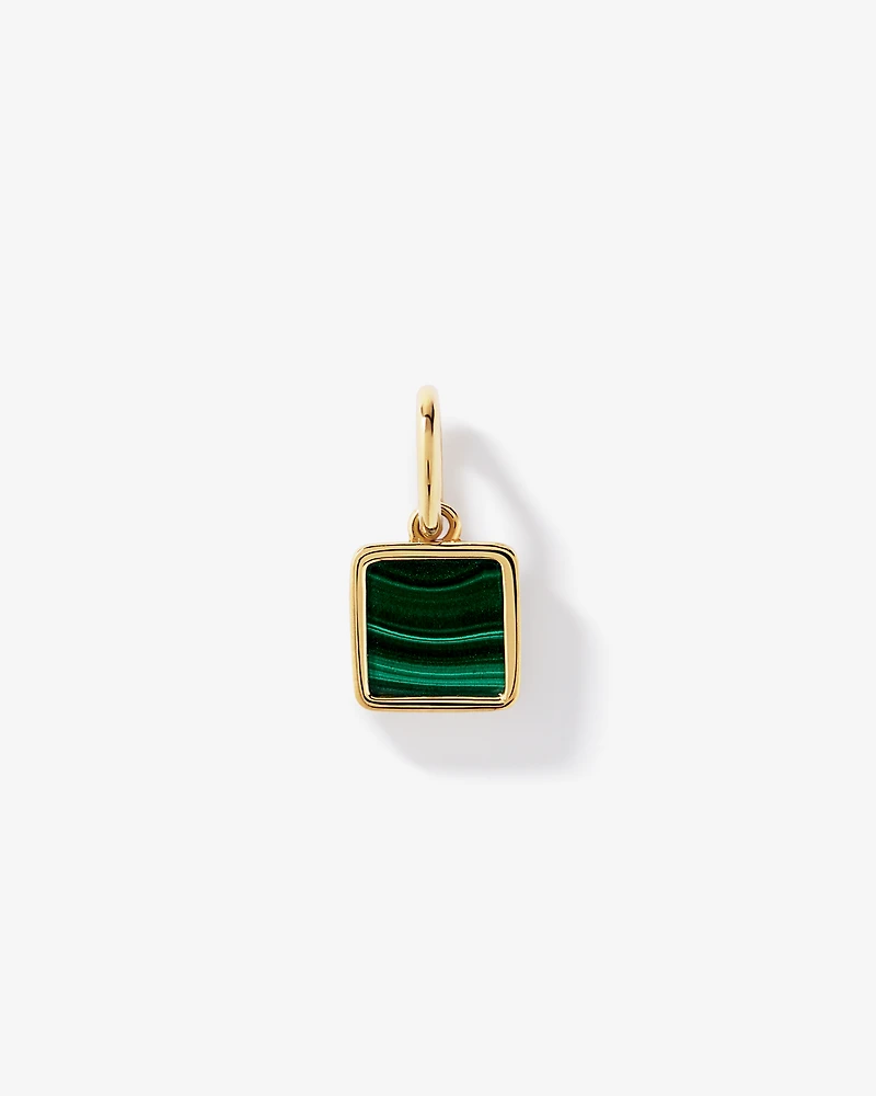 Malachite Square Pendant in 18kt Vermeil