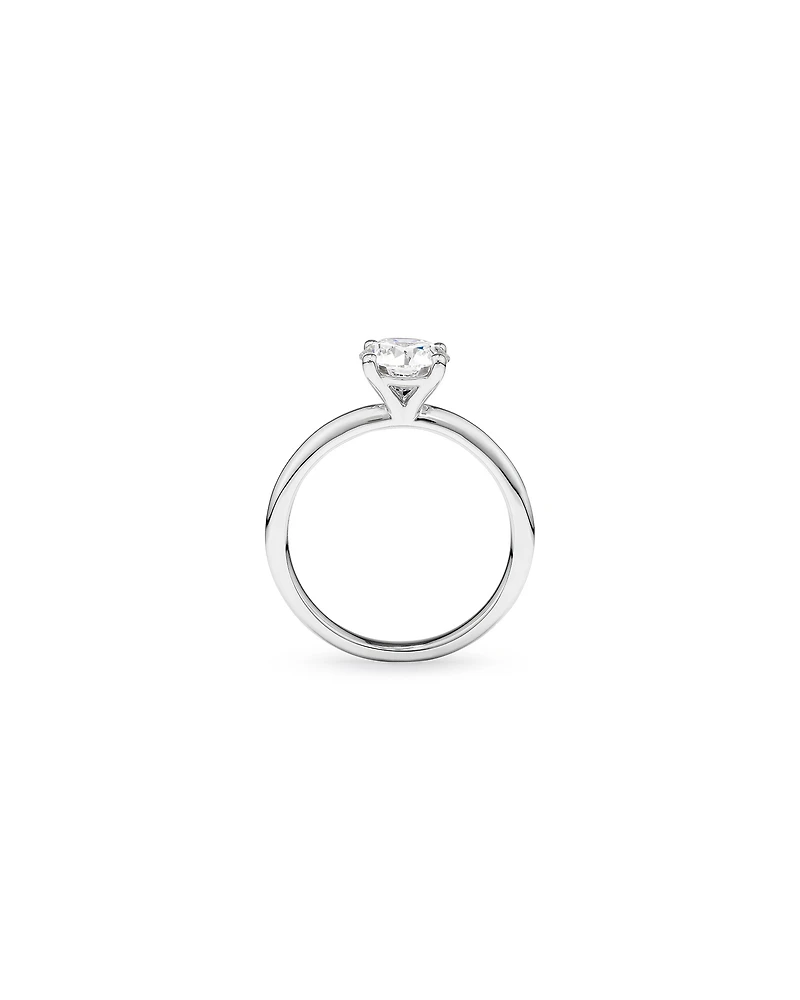 Bague de fiançailles solitaire en or blanc 14 carats avec diamant rond brillant laboratoire (poids total 1,25 carat)
