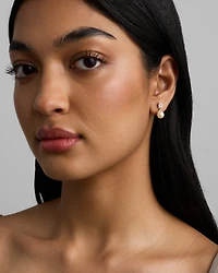 Multi-Wear Aquamarine and Cultured Freshwater Pearl Drop Stud Earrings in 10kt Yellow Gold