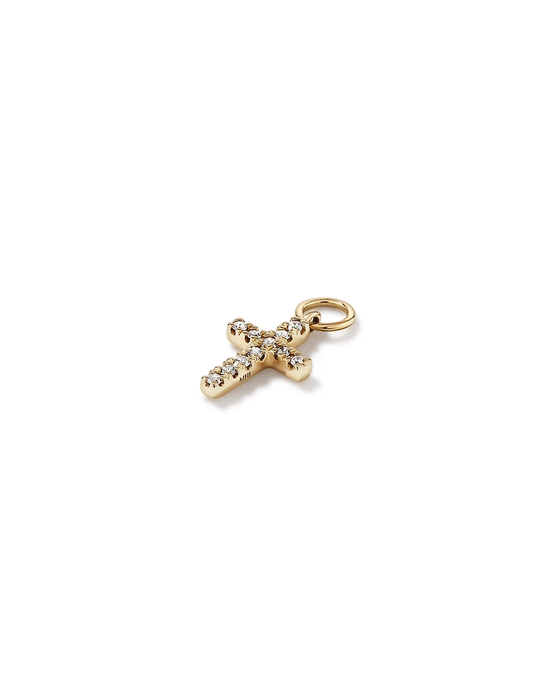 Cross Single Ear Charm with 0.04 Carat TW of Diamonds in 10kt Yellow Gold